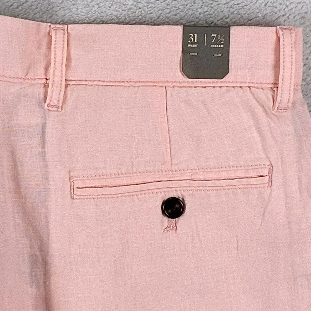 J.Crew Shorts Mens 31 (32) Pink Oarsman Linen Pleated Preppy Beach Hamptons